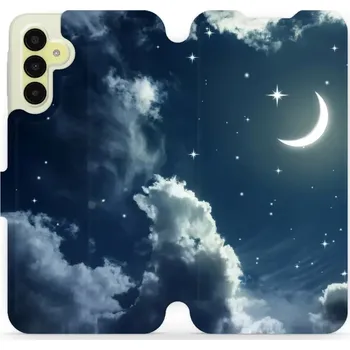 Pouzdro na mobilní telefon Flipové pouzdro Mobiwear - Samsung Galaxy A15 / A15 5G - V145P Noční obloha s měsícem (Knížkové flip pouzdro, obal, kryt na mobil Samsung Galaxy A15 / A15 5G - V145P Noční obloha s měsícem, materiál Umělá kůže + TPU - ochrana 360°, stojánek, silikonová)