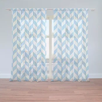 Záclona Záclony Modrobílé kosodélníky: 2 ks - 150x250 cm - Sablio