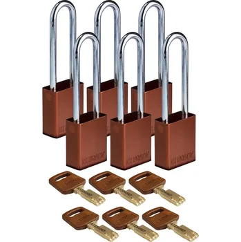 Visací zámek Visací zámky SafeKey, z hliníku, BJ = 6 ks, výška třmenu 76,20 mm, hnědá