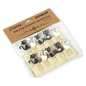 Set školních potřeb Dekoracja drewniana klamerki koty 10szt