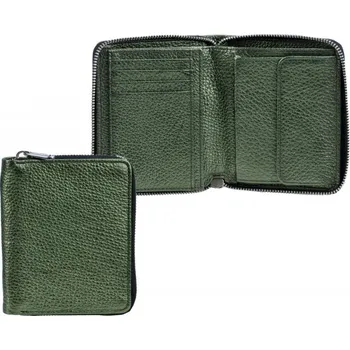 Peněženka Dámská peněženka celá na zip VZOREK GREEN metalická zelená