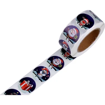 samolepka Papírové samolepky vánoční, modrá tmavá - vánoční Ø25 mm