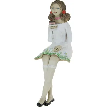 Soška dívky se zákuskem 26 cm (Keramická figurka ženy, ruční výroba)