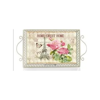 HOME DECOR Podnos plechový HOME SWEET 41 x 23 x 4,5/9 cm