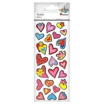 Naklejki piankowo-papierowe 3D serca mix 25szt.