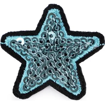 Nažehlovačka hvězda s flitry 26 modrá světlá