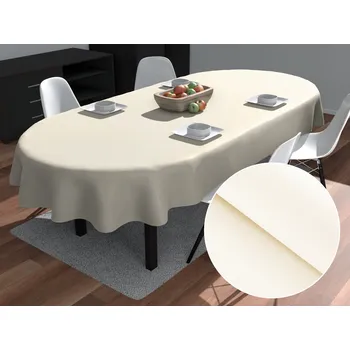ubrus Teflonový oválný ubrus TF-037 Smetanový bez vzoru 50x100 cm