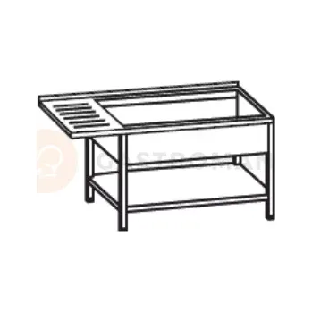 Nerezový dřez Stůl s dvoukomorovým dřezem z levé strany 1500x600x900 mm, s prodlouženým odkapávačem a policí | RILLING, AST C615C 2LTZ