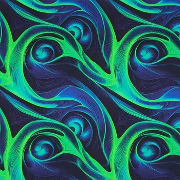 Teplákovina B0129 černá, zeleno-modrý abstraktní vzor, š.160