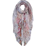 Bílý dámský šátek s barevnými vzory - 90*180 cm