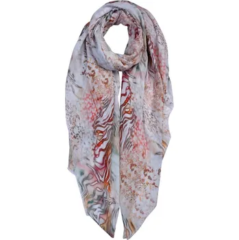Šátek Bílý dámský šátek s barevnými vzory - 90*180 cm