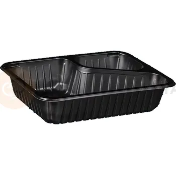 Černý, 2 - komorový box, vhodný k zatavení, 227x178x50 mm, 320 ks, žebrovaný | CHEFFY, Matipack D 9530RC