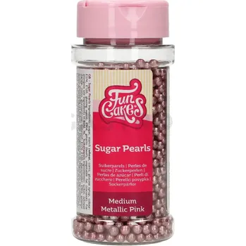 Výroba svíčky Cukrové zdobení metalické - kuličky 80 g, růžové | FUNCAKES, F51665