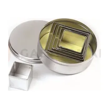 Výroba svíčky Sada nerezových vykrajovátek na těsto, hladký čtverec - 6 ks, 30-65 mm | PAVONI, STP59