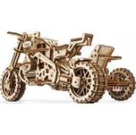 Ugears 3D dřevěné mechanické puzzle UGR-10 Motorka (scrambler) s vozíkem