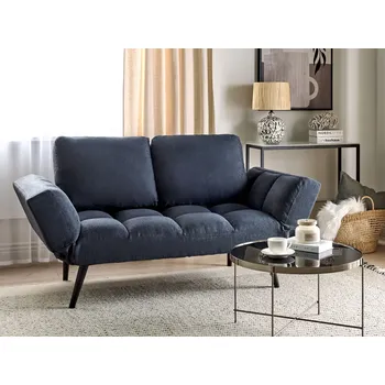 Pohovka Rozkládací pohovka tmavě modrá pro 2 osoby nastavitelné boční područky minimalistický obývací pokoj ložnice Beliani