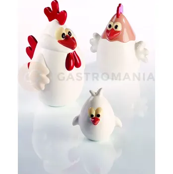 Čokoládová tyčinka Sada 3 forem na čokoládu, tvarovaných teplem - kuřátka - KT155 | PAVONI, Kit Chicken family