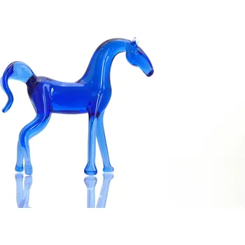 Figurka Kůň modrý ze skla