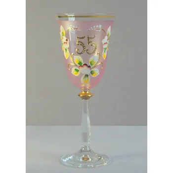 Sklenice Jubilejní sklenice na víno Angela 55let (250ml růžová)