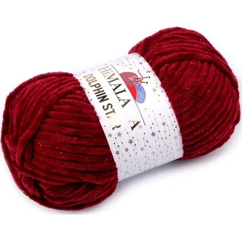 Příze Pletací žinylková příze s lurexovým vláknem Dolphin Star 100 g 13 (92122) bordó
