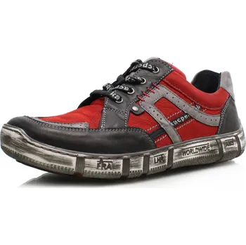 Pánské polobotky PÁNSKÉ POLOBOTKY KACPER 1-6837 217+102+831 ČERVENÁ Barva: Červená, Velikost: 45