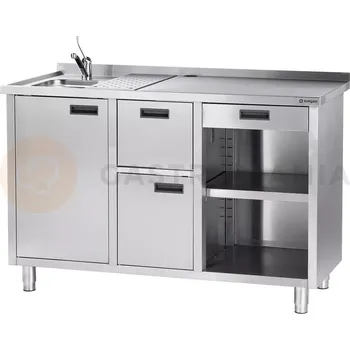 Vybavení pro přežití Stůl pod kávovar s umyvadlem 150 x 70 x 100 cm | STALGAST, 486710