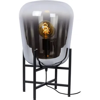 Lampička Lucide 25502/32/65 GLORIO dekorativní stolní svítidlo V550mm | E27 - černá, kouřové sklo + STOLNÍ OTOČNÝ VENTILÁTOR BERGEN - NASTAVITELNÝ, BÍLÝ