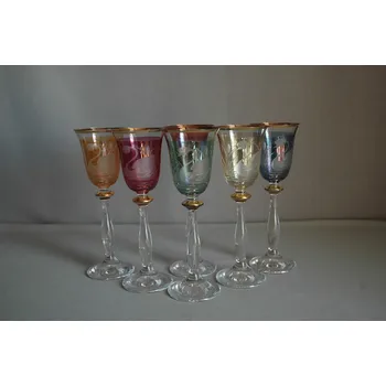 Sklenice Sklenice na aperitiv, 6 ks, dekor Labutě, v 6 barvách