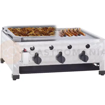 Kuchyňský gril Plynová grilovací deska tříplotýnková, 650x530x280 mm | NEUMARKER, 00-50482