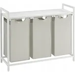 Béžový tříkomorový koš na prádlo s policí SPECA