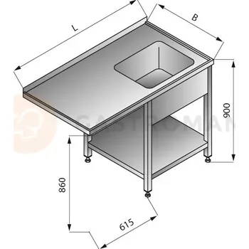 Nerezový dřez Stůl s jednokomorovým dřezem na levé straně, s policí, 1300x700x900 mm | LOZAMET, LO342/L
