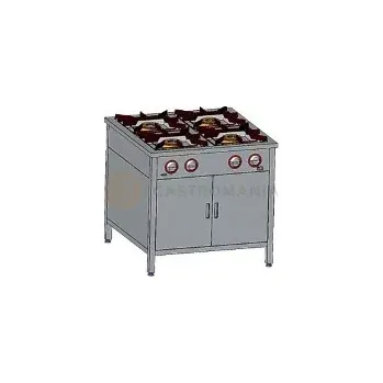 Plynová kartuše Gastronomický plynový sporák 4 hořáky, 900x900x850 mm se skříňkou, 1x5+2x6,5 kW | EGAZ, TG-420.IV