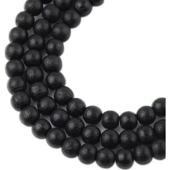 Dětské navlékací korálky Manumi české dřevěné korálky 6 mm černé