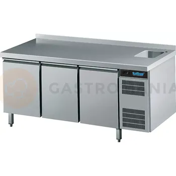 Chladící stůl 3dvéřový s dřezem 420 l, 1725x700x850 mm | RILLING, AKT EK731 1601-B