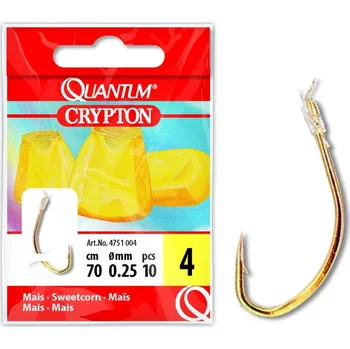 Rybářský háček Quantum Hotový návazec Crypton na kukuřici zlatá 0,18mm 70cm 10ks