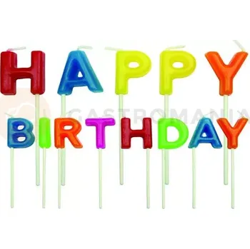 Výroba svíčky Svíčky na dort a nápis Happy Birthday, 13 ks.-pestré barvy | PME, CA018