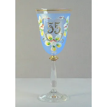 Sklenice Jubilejní sklenice na víno Angela 55 let (250ml modrá)
