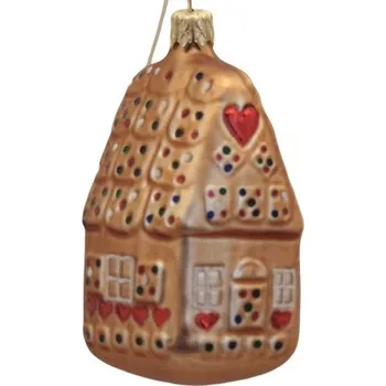 Vánoční ozdoba Vánoční ozdoba perníková chaloupka hnědozlatá F109