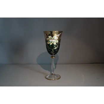 Sklenice Sklenice na víno 250ml smalt, zlacená, malachitová zeleň