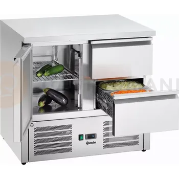 Chladící stůl, Křídlové dveře, 260 l, skříňka a 2 zásuvky, 900x700x880 mm | BARTSCHER, Mini 900T1S2