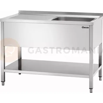 Nerezový dřez Stůl se dřezem, 1200x700x850 mm, jednokomorový dřez po pravé straně | BARTSCHER, 306620