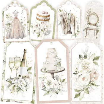 Umělecký papír Dekorativní visačky P13 - Love and Lace sada 7 ks