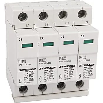 Přepěťová ochrana Schrack Technik spol. s r.o. IS210449 - Svodič přepětí T1+2/BC 4p. 12,5kA/280V, serie UAS