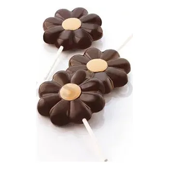 Výroba svíčky Forma na zákusky, lízátka, čokoládu 4 x květina + 50 dřívek | SILIKOMART, Daisy Pop