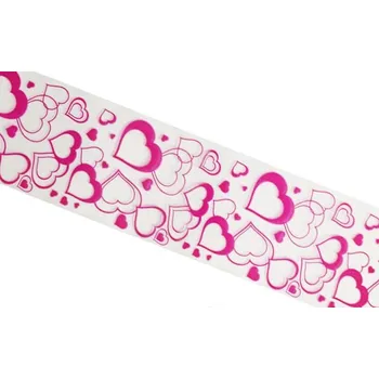 Potravinová fólie Dortová páska fólie š. 4 cm - čirá s potiskem Srdce - 100 m -