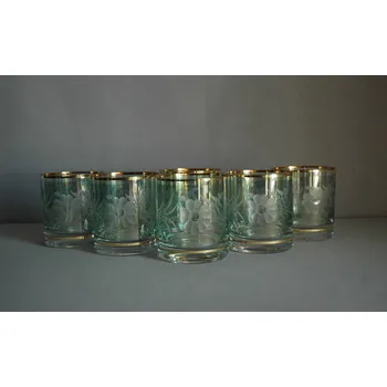 Sklenice Barline 280ml listr whisky set 6ks dekor květina zelená