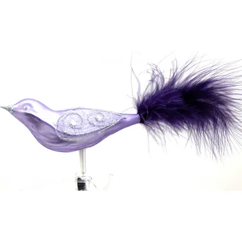 Vánoční ozdoba Vánoční ozdoba s klipsem, ptáček, Vrabec 144 s kamínky, fialový mat