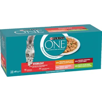 Purina ONE STERILCAT Mini filetky s kuřetem krůtou hovězím lososem se zeleninou 40 x 85 g