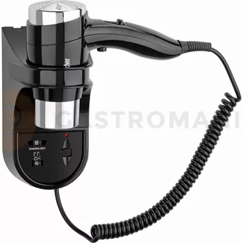 Gastro oděv Hotelový fén černá se zásuvkou pro holicí strojek, 1,6 kW, 230 V, 265x205x105 mm | BARTSCHER, 1600SR