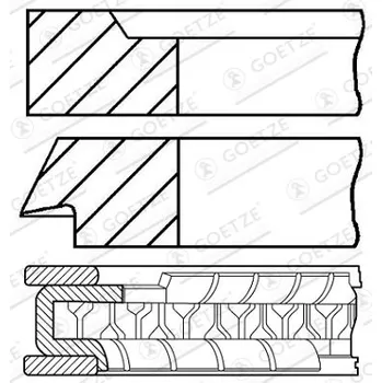 Píst motoru Sada pístních kroužků GOETZE ENGINE GOE08-963300-00